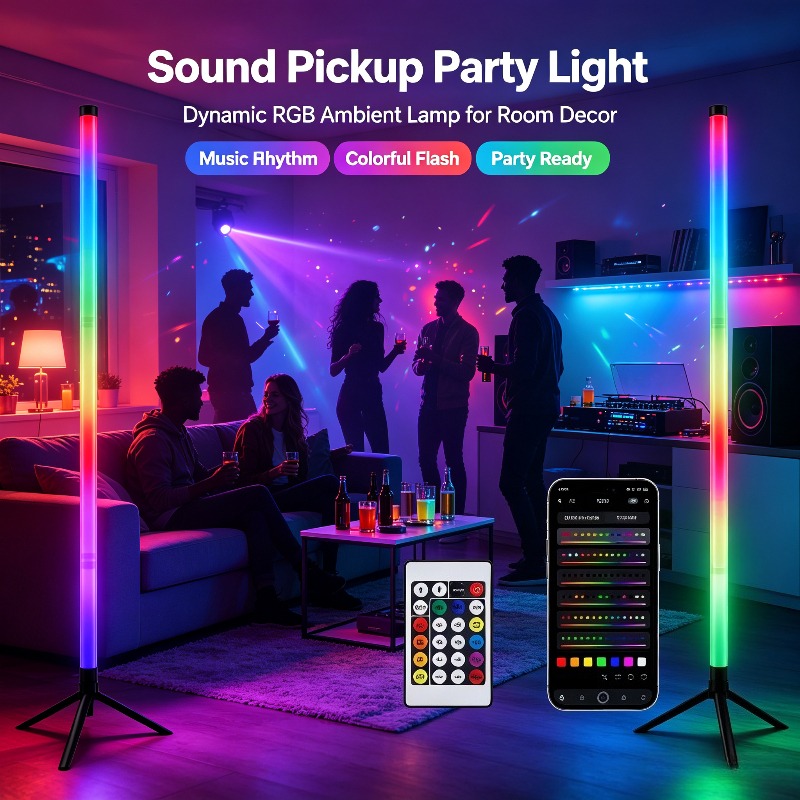 Esports Gaming Bar - 120CM RGB Corner Floor Lamp, Sound