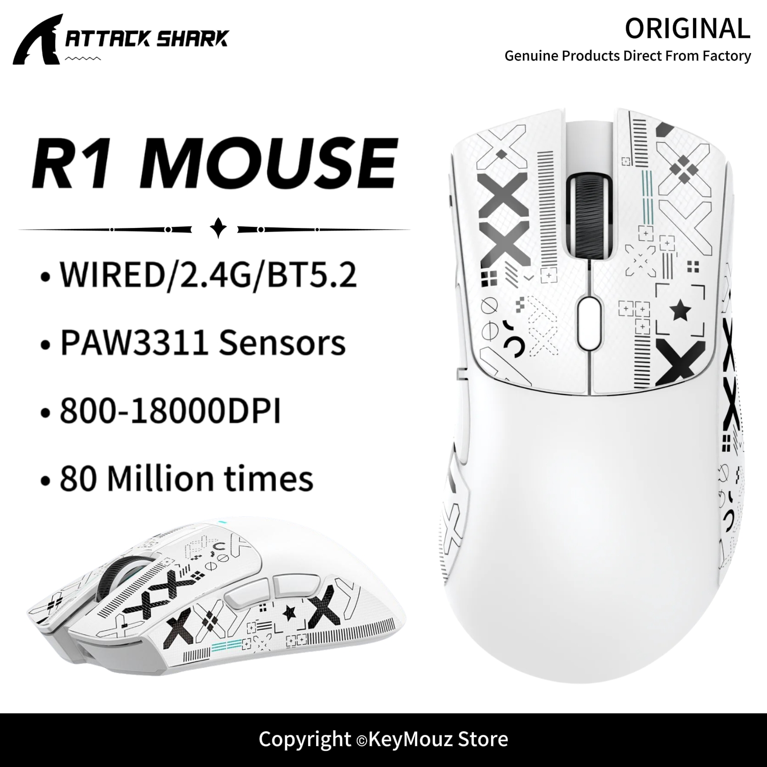 Esports Essential Gaming Pc - R1 ATTACK SHARK Wireless Gaming Mouse