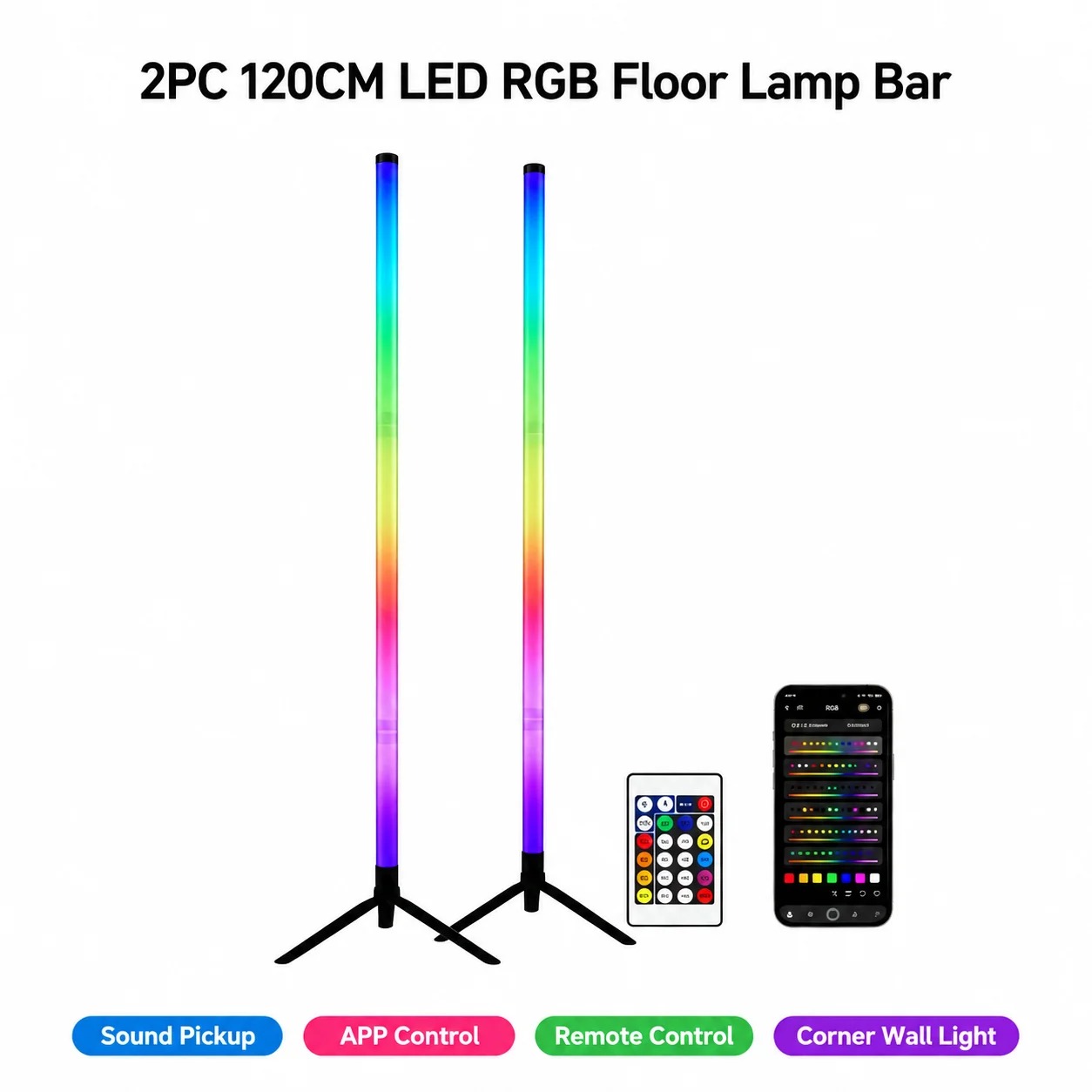 120CM RGB Corner Floor Lamp, S - огляд і ціна Esports Gaming Bar