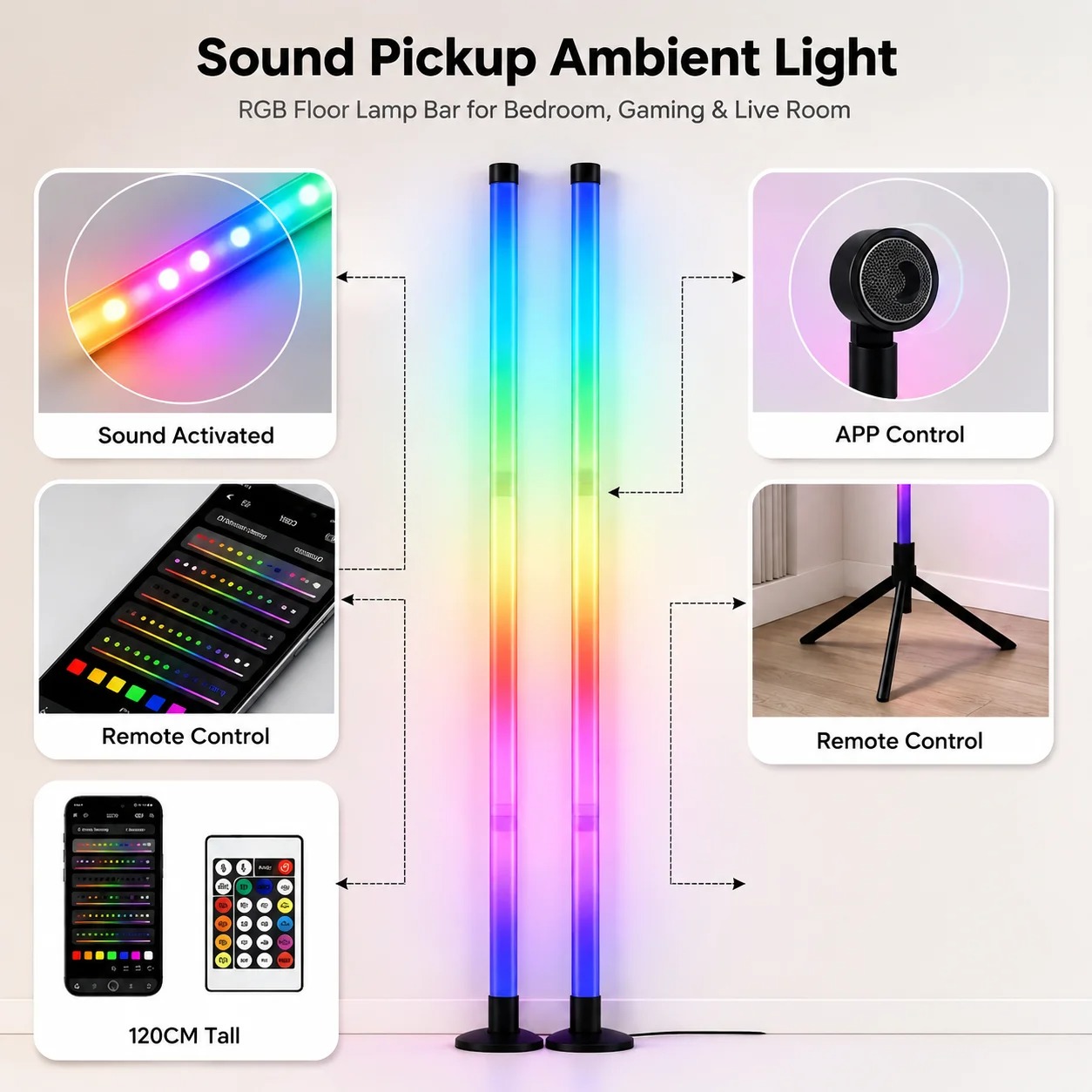 120CM RGB Corner Floor Lamp, S - огляд і ціна Esports Gaming Bar